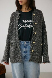 【堀田茜さん着用アイテム】ツイードライクニットカーディガン / AZUL BY MOUSSY/アズール バイ マウジー/レディース/トップス カーディガン【MARKDOWN】