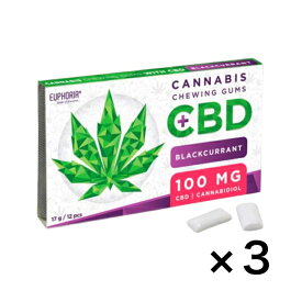 【CBDガム】CBD100mg/12個 ブラックカラント（カシス）×3個セットCBD Library・EUPHORIA