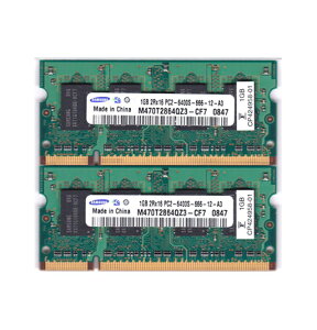 2���Z�b�g���v2GB/Samsung�����m�[�gPC�p������ 1GB 2Rx16 PC2-6400S-666-12-A3
