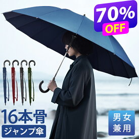 楽天1位【クーポンで2,880円☆SS限定】 雨傘 長傘 超撥水 16本骨 ジャンプ傘 直径115cm DeliToo 傘 グラスファイバー 無地 風に強い 丈夫 頑丈 ワンタッチ 雨傘 レディース 長傘 メンズ 4色 男女兼用傘 おしゃれ メンズ傘 通勤 男性用 紳士 大きい傘 男女＆晴雨兼用 御歳暮