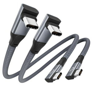 USB C �P�[�u�� L�� �y0.3M /2�{�Z�b�g�z240W���[L���^ USB C 3.2 Gen 2x2 20Gbps�����f�[�^�]�� �Z���^�C�vc �P�[�u�� 4K@60Hz �f���o�� ���p Type C �I�X - �I�X 90�x �[�d�R�[�h