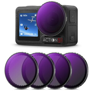K&F CONCEPT Osmo Action 5Pro/4/3 �p ND�t�B���^�[�L�b�g (ND8+ND16+ND32+ND64) �����t�B���^�[ �����Y�t�B���^�[ �����Y�ی� AGC���w�K���X �����ߗ� �v���e�N�g�t�B���^ 28�w�i�m�R�[�e�B���O