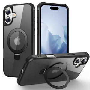 360�X�^���h iPhone 16 Plus �P�[�X MagSafe�Ή� �}�O�l�b�g���� ������ �A�C�t�H��16 �v���X �X�}�z�J�o�[ �B�������N�t�� 360°��]�X�^���h �X�g���b�v�z�[���t�� �J�����ی� �J�o�[ �ϏՌ� �y�c