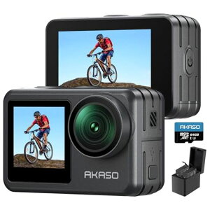 AKASO Brave 7 LE �A�N�V�����J���� 4K 20MP 64GB�������J�[�h�t�� IPX7�{�@�h�� 40M�h��(�h���P�[�X�t��) �Z����Ԃ�␳