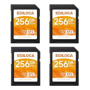 Ediloca EF2�y4���Z�b�g�z256GB SD�J�[�h UHS-I Class10 U3 V30 ���� �ő�ǎ摬�x 100MB/s �ő发�����x 90MB/s �������J�[�h 4K/�t��HD�Ή�