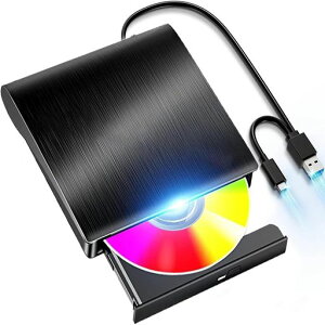 BRJR CD DVD�h���C�u �O�t���������� 8XDVD& 24XCD ���w�h���C�u�O�t�� �ǎ�/������ �o�X�p���[ USB 2.0/3.0&Type-C���ڑ� �O�t��CD�h���C�u Window/Vista/Linux/Mac OS�Ή� MAC
