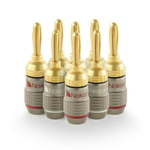 Nakamichi FanLock Excel �V���[�Y 24k �����b�L �o�i�i�v���O 10 AWG - 18 AWG �Q�[�W �T�C�Y 4mm �X�s�[�J�[ �A���v Hi-Fi �X�e���I �z�[���V�A�^�[ ���W�I �I�[�f�B�I ���C�� �P�[�u�� AV