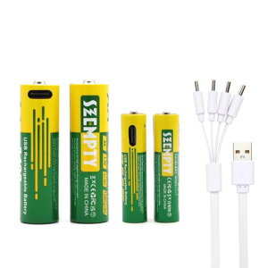 SZEMPTY �P�O�`2�{+�P�l�`2�{��e�ʃ��`�E���[�d�r�A1.5 V���`�E���C�I��USB�d�r(�����R���A��������A�L�[�{�[�h�ȂǗp�A4-in-1 TypeC�[�d�P�[�u���t��)