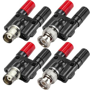 Xiatiaosann BNC �I�X ���X �v���O - 2X 4mm �f���A�� �o�i�i ���X �W���b�N �\�P�b�g �o�C���f�B���O �|�X�g RF �����R�l�N�^�[ BNC �o�i�i �A�_�v�^�[ �I�V���X�R�[�v�p�A���� �X�v���b�^�[�A4 ��