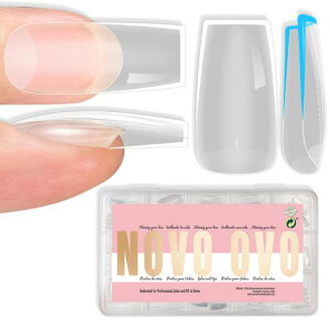 NOVO OVO Medium Square Nail Tips Extra Thick Press on No C Curve �~�f�B�A���X�N�G�A�l�C���`�b�v �Ɍ� �v���X�I�� C�J�[�u�Ȃ� �\�t�g�W�F�� �i�`�������t�F�C�N�l�C���G�N�X�e���V����