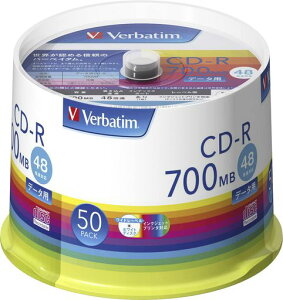 �o�[�x�C�^���W���p��(Verbatim Japan) 1��L�^�p CD-R 700MB 50�� �z���C�g�v�����^�u�� 48�{�� SR80FP50V1