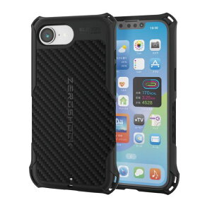 �G���R�� iPhone 17e/16e �P�[�X �ϏՌ� �Ռ��z�� ZEROSHOCK 4�p�_���p�[ �n�j�J���\�� �O���b�v�e�N�X�`���[ ���C�����X�[�d�Ή� �����Y�ی� �X�g���b�v�z�[���t�� �u���b�N PMWA25SZEROGBK