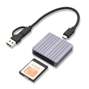 ELUTENG CFexpress Type B �J�[�h���[�_�[ �ő�10Gbps �������[�J�[�h���[�_�[ USB-C/USB-A 2-in-1 2TB ��e�� USB3.2 �P�[�u���t�� �^�C�v B CFexpress �A�_�v�^�[