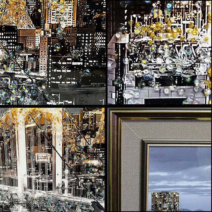 楽天市場】クリスタルアート レインボーブリッジ 105x55cm 夜景 レトロ 