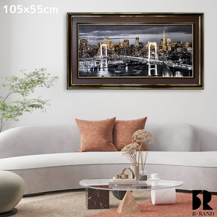 楽天市場】クリスタルアート レインボーブリッジ 105x55cm 夜景 レトロ 