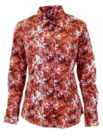 フランス レディース ストレッチ シャツ 婦人 フランス 柄シャツ ブラウス 花柄 ネイチャー プリント ボタニカル 赤シャツ アート ブランド Coton Doux コトンドゥ l12ad2132reds