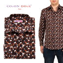 メンズ シャツ 長袖 フランス ポプリンシャツ 柄シャツ 大人 きれいめ セレブ レトロ プリント 総柄 カジュアルシャツ ドレスシャツ ストレッチ ノーアイロン おしゃれ 高級 派手 オーケストラ イタリア ヨーロッパ Coton Doux コトンドゥ m01ad1889orchestra