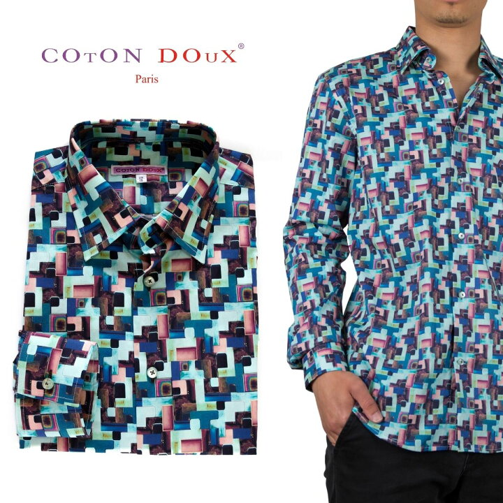 楽天市場 柄シャツ メンズ 長袖 シャツ ペイントアート レトロ ノスタルジック プリントシャツ 60年代 70年代 80年代 映画 ファッション サイケデリック おしゃれ お洒落 可愛い Coton Doux コトンドゥ M12ad2112paintart Cotondoux コトンドゥ 楽天市場店