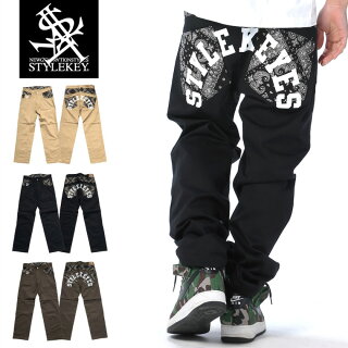 STYLEKEYスタイルキーチノパンPAISLEYTAPEREDCHINOPANTS(SK18SP-PT02)メンズファッションヒップホップダンサーB系ストリート系通販ボトムスバギーパンツルーズシルエットペイズリー柄綿パンペイントロゴ大きいサイズ