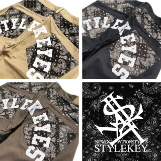 STYLEKEYスタイルキーチノパンPAISLEYTAPEREDCHINOPANTS(SK18SP-PT02)メンズファッションヒップホップダンサーB系ストリート系通販ボトムスバギーパンツルーズシルエットペイズリー柄綿パンペイントロゴ大きいサイズ