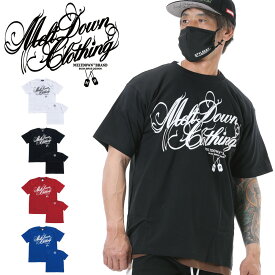 MELTDOWN(メルトダウン) Tシャツ SCRIPT S/S TEE(MD-SS01) メンズファッション ヒップホップ ダンス B系 西海岸 ローライダー ウェッサイ アメリカン バイク レゲエ ロック ダンス DJ 車 ストリート系 スクリプト ロゴ 半袖 ラインストーン ジルコニア 大きいサイズ 3XL 4L