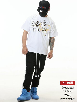 MELTDOWN(メルトダウン)TシャツFOILSCRIPTS/STEE(MD18SS-SS02)メンズファッションヒップホップダンスB系ストリート系スクリプトロゴ箔ゴールドシルバーラインストーンジルコニア大きいサイズ3XL4L