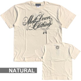 MELTDOWN(メルトダウン) Tシャツ NATURE SCRIPT S/S TEE(MD-SS04) メンズファッション ヒップホップ ダンス B系 西海岸 ローライダー ウェッサイ アースカラー バイク レゲエ DJ ロック シンプル ストリート系 スクリプト ロゴ 半袖 ラインストーン ジルコニア 大きいサイズ