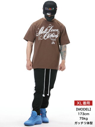 MELTDOWN(メルトダウン)TシャツNATURESCRIPTS/STEE(MD18SS-SS04)メンズファッションヒップホップダンスB系ストリート系スクリプトロゴアースカラーラインストーンジルコニア大きいサイズ3XL