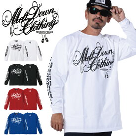 MELTDOWN(メルトダウン) 長袖Tシャツ SCRIPT L/S TEE(MD-LS01) メンズ レディース ファッション ヒップホップ ダンス B系 レゲエ ダンサー ウェッサイ ローライダー 西海岸 アメリカン 車 バイク ラッパー ストリート ロンT 長T ロゴ ラインストーン 袖プリント 大きいサイズ