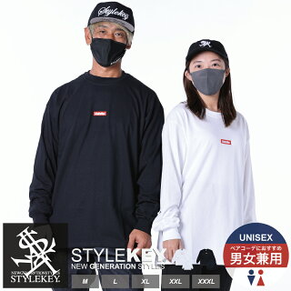 STYLEKEY(スタイルキー)長袖TシャツSMARTBOXL/STEE(SK18HO-LS01)ヒップホップB系ストリート系ロンTロングスリーブロゴボックスロゴ刺繍ワンポイントシンプル大きいサイズビッグサイズ3L4LXXLXXXL