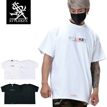 STYLEKEYスタイルキー半袖TシャツWEALTHS/STEE(SK21SP-SS07)カラフル刺繍マルチカラーヒップホップB系ストリート系レゲエスケーターダンサーロックバンド半Tショートスリーブロゴバックプリント大きいサイズ4L3XLXXXL