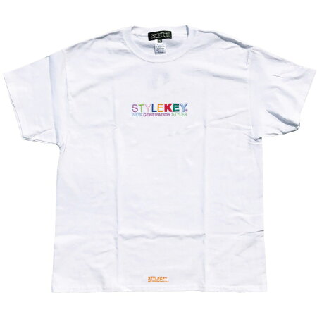 STYLEKEYスタイルキー半袖TシャツWEALTHS/STEE(SK21SP-SS07)カラフル刺繍マルチカラーヒップホップB系ストリート系レゲエスケーターダンサーロックバンド半Tショートスリーブロゴバックプリント大きいサイズ4L3XLXXXL