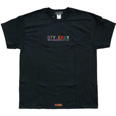 STYLEKEYスタイルキー半袖TシャツWEALTHS/STEE(SK21SP-SS07)カラフル刺繍マルチカラーヒップホップB系ストリート系レゲエスケーターダンサーロックバンド半Tショートスリーブロゴバックプリント大きいサイズ4L3XLXXXL