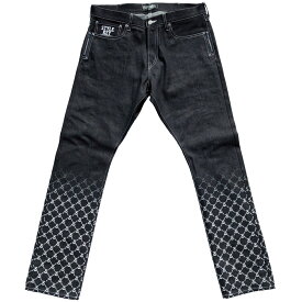 STYLEKEY スタイルキー デニムパンツ EROSION SLIM DENIM PANTS(SK23FW-PT01) モノ 日本製 岡山 児島 モノグラム プリント スリム 細身 インディゴ 生 メンズ ファッション ヒップホップ B系 ストリート レゲエ ロック バンド 大きいサイズ 40インチ