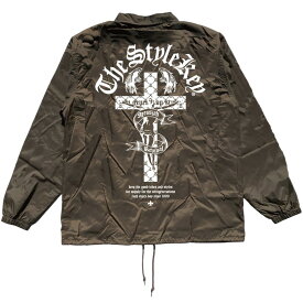 STYLEKEY(スタイルキー) コーチジャケット MESSIAH COACH JACKET(SK23FW-JK01) 十字架 イエス・キリスト モノグラム バックプリント アウター ブルゾン ジャンパー メンズ レディース ファッション ストリート系 ヒップホップ B系 バイカー ロック