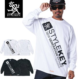 STYLEKEY(スタイルキー) 長袖Tシャツ DIAGONAL L/S TEE(SK23FW-LS05) ビッグ ロゴ 特大 プリント メンズ レディース ファッション ストリート系 ヒップホップ B系 レゲエ ロック バンド ロンT ロングスリーブ 長T バックプリント 大きいサイズ お洒落 4L XXXL