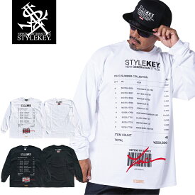 STYLEKEY(スタイルキー) 長袖Tシャツ VOUCHER L/S TEE(SK23FW-LS10) 伝票 納品書 請求書 パッキンリスト ロゴ バーコード メンズ レディース ファッション ストリート系 ヒップホップ B系 レゲエ ロック バンド ダンサー ロンT バックプリント 大きいサイズ