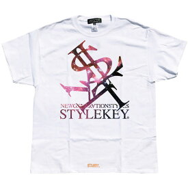 【SALE 30%OFF】STYLEKEY スタイルキー 半袖Tシャツ GALAXY ROYAL S/S TEE(SK23SP-SS07) ロイヤル ロゴ 銀河 宇宙 コスモ ギャラクシー フォト ピンク グラデーション バックプリント メンズ ファッション ヒップホップ B系 ストリート系 レゲエ DJ バンド 大きいサイズ