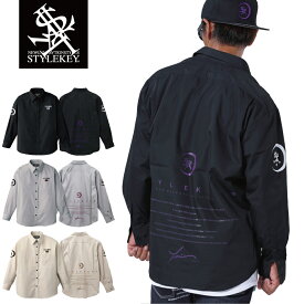 STYLEKEY スタイルキー 長袖シャツ TSUKUYOMI L/S COLOR SHIRT (SK24FW-BL01) ブランド ヒストリー 文字 テキスト メッセージ 月 ロゴ メンズ ファッション ヒップホップ B系 ストリート ブラウス シャツジャケ ドレスシャツ バックプリント 袖プリント