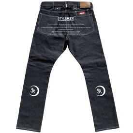 STYLEKEY スタイルキー デニムパンツ TSUKUYOMI SLIM DENIM PANTS(SK24FW-PT02) ブランドコンセプト ワンポイント ロゴ ヒップ プリント 日本製 岡山県児島産 スリム インディゴ 生 メンズ ファッション ヒップホップ B系 ストリート系 レゲエ ロック