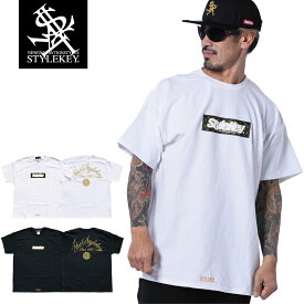 STYLEKEY スタイルキー 半袖Tシャツ TREASURE CHEST S/S TEE(SK24SP-SS07) ボックス ロゴ マーク モノグラム 金 ゴールドラメ バックプリント メンズ レディース ファッション ストリート系 B系 ヒップホップ レゲエ ロック バンド 大きいサイズ ビッグサイズ 4L 3XL 5L 4XL