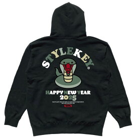 STYLEKEY(スタイルキー) ジップスウェットパーカー HEBI-GON ZIP HOOD SWEAT(SK25LTD-SWJK01) ヘビゴン 干支 巳年 蛇 ロゴ イラスト キャラクター ジップアップ フード スウェット 前開き ストリート系 メンズ ファッション ヒップホップ B系 バックプリント 大きいサイズ