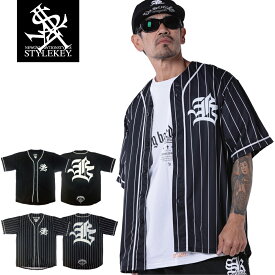 STYLEKEY スタイルキー ベースボールシャツ TEAM GHETTO BASEBALL SHIRT(SK25SP-BBS01) 手書き ロゴ マーク フリーハンド ヒップホップ B系 ストリート系 ユニフォーム ベースボールシャツ シャツジャケット トップス スポーツ 野球 ファッション メンズ 大きいサイズ 衣装