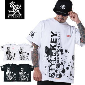 STYLEKEY スタイルキー 半袖Tシャツ SPLASHER S/S TEE(SK25SP-SS08) ロゴ ドリップ ペイント グラフィック グラフィティー バックプリント 総柄 全面プリント メンズ レディース ファッション ストリート系 B系 ヒップホップ hiphop レゲエ ワンポイント 大きいサイズ