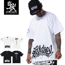 【ドラマ着用商品】STYLEKEY スタイルキー 半袖Tシャツ WILD EMBLEM S/S TEE(SK25SU-SS10) ロゴ エンブレム タギング タグ イレギュラー バックプリント メンズ ファッション ストリート系 B系 ヒップホップ hiphop ローライダー ギャング ウエッサイ チーム 西海岸