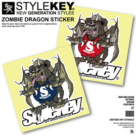 STYLEKEY スタイルキー ステッカー ZOMBIE DRAGON STICKER(SK99-ST02) ストリート系 HIPHOP ヒップホップ レゲエ ロック バンド DJ ダンサー スケボー スノーボード BMX B系 ロイヤル ロゴ シール PP加工 バイク 車 アメリカン バイカー ヘルメット カスタム ノベルティー