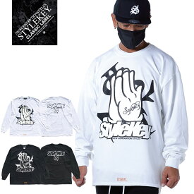 STYLEKEY CLASSIC LABEL(スタイルキー クラシック・レーベル) 長袖Tシャツ PRAY FOR YOU L/S TEE(SK99CL-LS10) ヒップホップ B系 ストリート系 レゲエ ロック バンド ロンT 長T ロングスリーブ プレイハンド ロゴ 大きいサイズ ビッグサイズ 3L 4L XXL XXXL