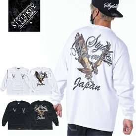 【SALE 40%OFF】STYLEKEY CLASSIC LABEL(スタイルキー クラシック・レーベル) 長袖Tシャツ HUNTING L/S TEE(SK99CL-LS21) ヒップホップ HIPHOP B系 ストリート系 レゲエ ロック バンド ロンT 長T 鷹 タカ 和柄 ハンティング バックプリント ロゴ 大きいサイズ ビッグサイズ