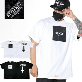 STYLEKEY CLASSIC LABEL スタイルキー クラシック・レーベル 半袖Tシャツ SENSE S/S TEE(SK99CL-SS02) 聖ペトロ十字 ボックス ロゴ モノグラム ワンポイント シンプル バックプリント メンズ レディース ファッションヒップホップ HIPHOP B系 ストリート系 半T 大きいサイズ