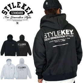 STYLEKEY STANDARD スタイルキー スタンダード ジップスウェットパーカー TITLE ZIP HOOD SWEAT(SK99SD-SWJK01) ロゴ ワンポイント ジップアップ 前開き ストリート系 ファッション ヒップホップ B系 カジュアル アメカジ HIPHOP レゲエ 裏起毛 ヘビーオンス バックプリント